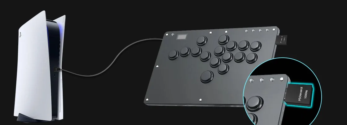 P5General plugged into a hitbox connected to a PS5