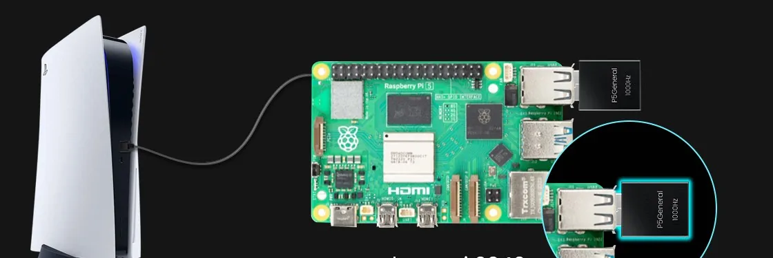 P5General with a Raspberry Pi 2040 build connected to a PS5